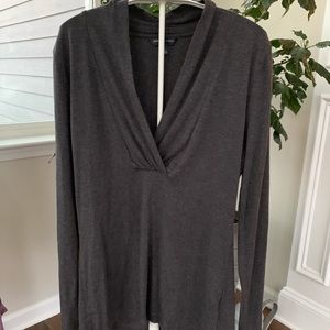 Gray Long Sleeved V-Neck Banana Republic Shirt